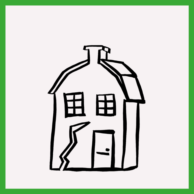 huis met aardbevingsschade